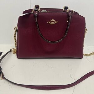 Coach Red Crossbody Bag with Structured Shape and Gold Hardware